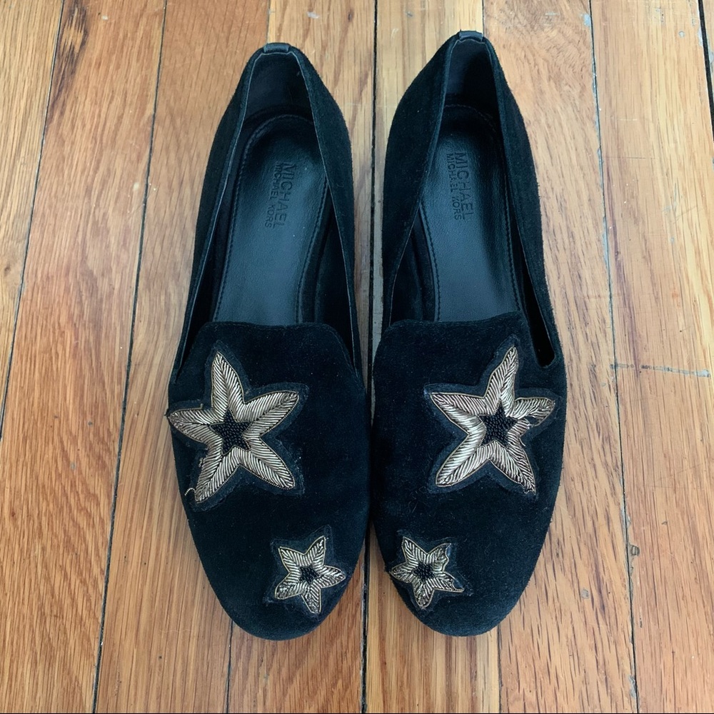 Michael Kors Natasha star appliqué black suede loafer